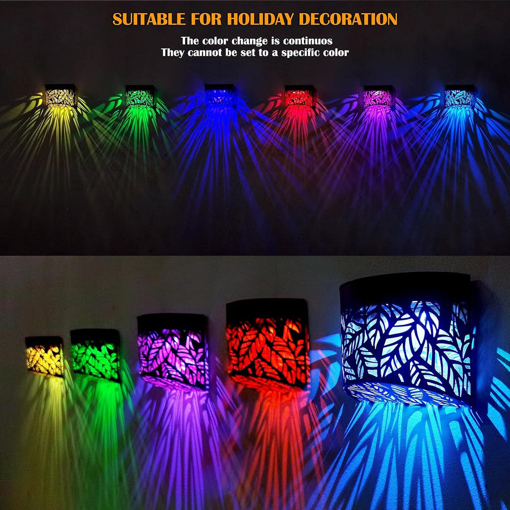 DenicMic Solar Wall Lights Outdoor 4 Pack Fence Solar Lights Led