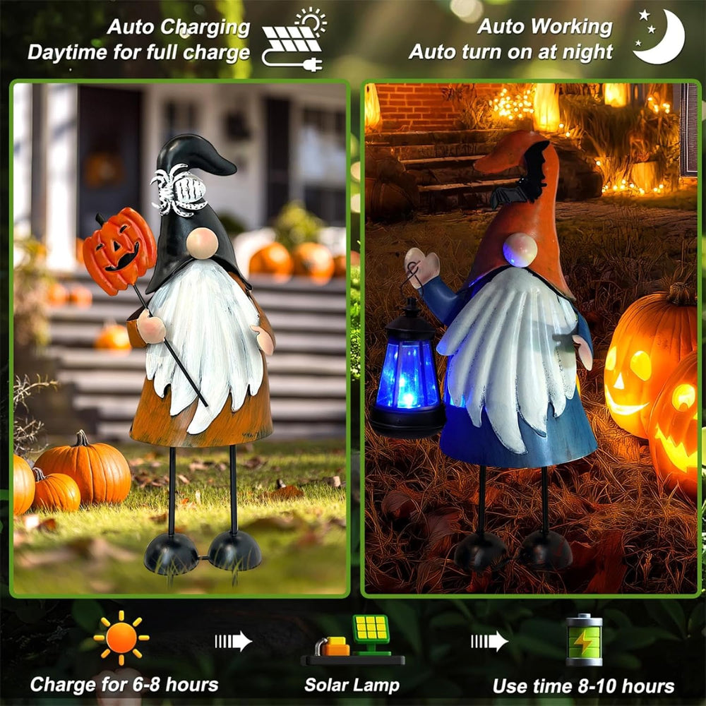 HONGLAND Halloween Decorations Outdoor Solar Gnomes with LED Lantern, Gnomes ...