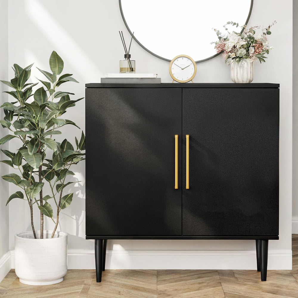 Vrullu Modern Storage Cabinet, Free Standing Buffet Cabinet, Black Sideboard ...