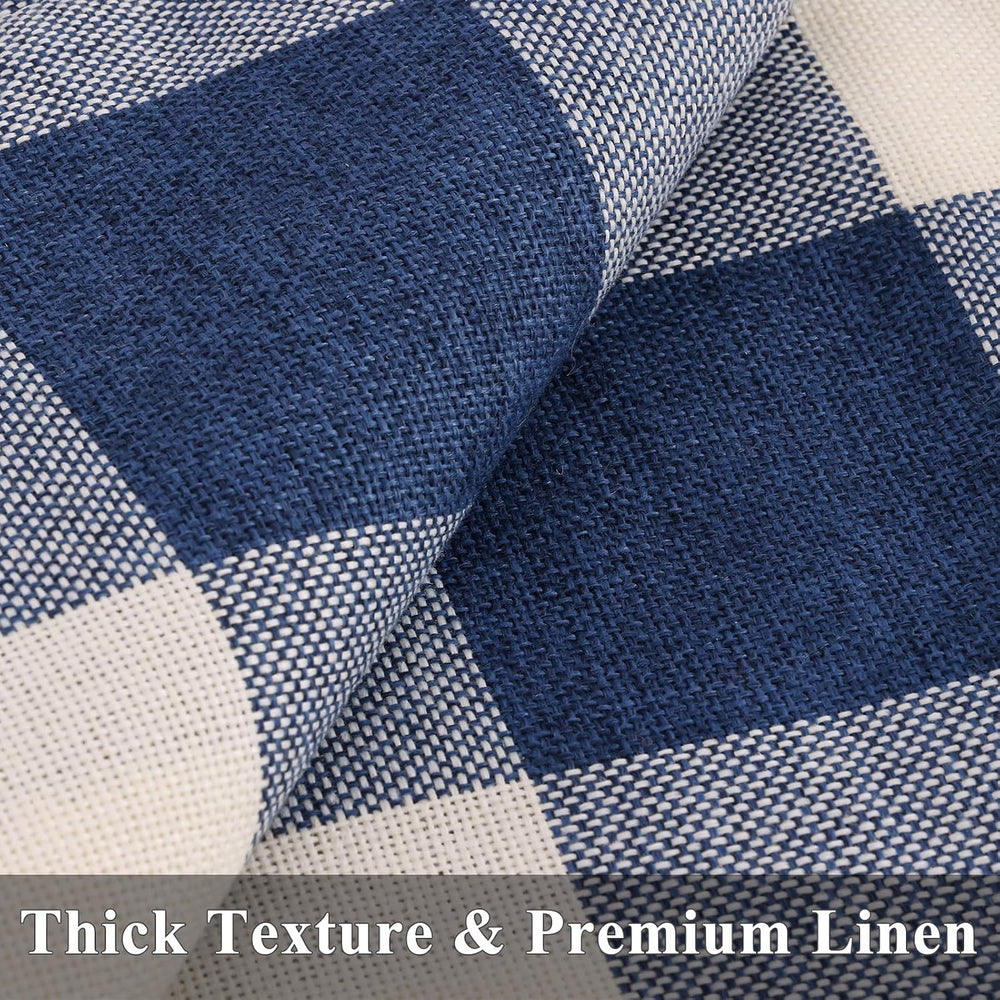 decorUhome Fall Plaid Linen Throw Pillow Covers 26x26 Set of 2 Navy Blue