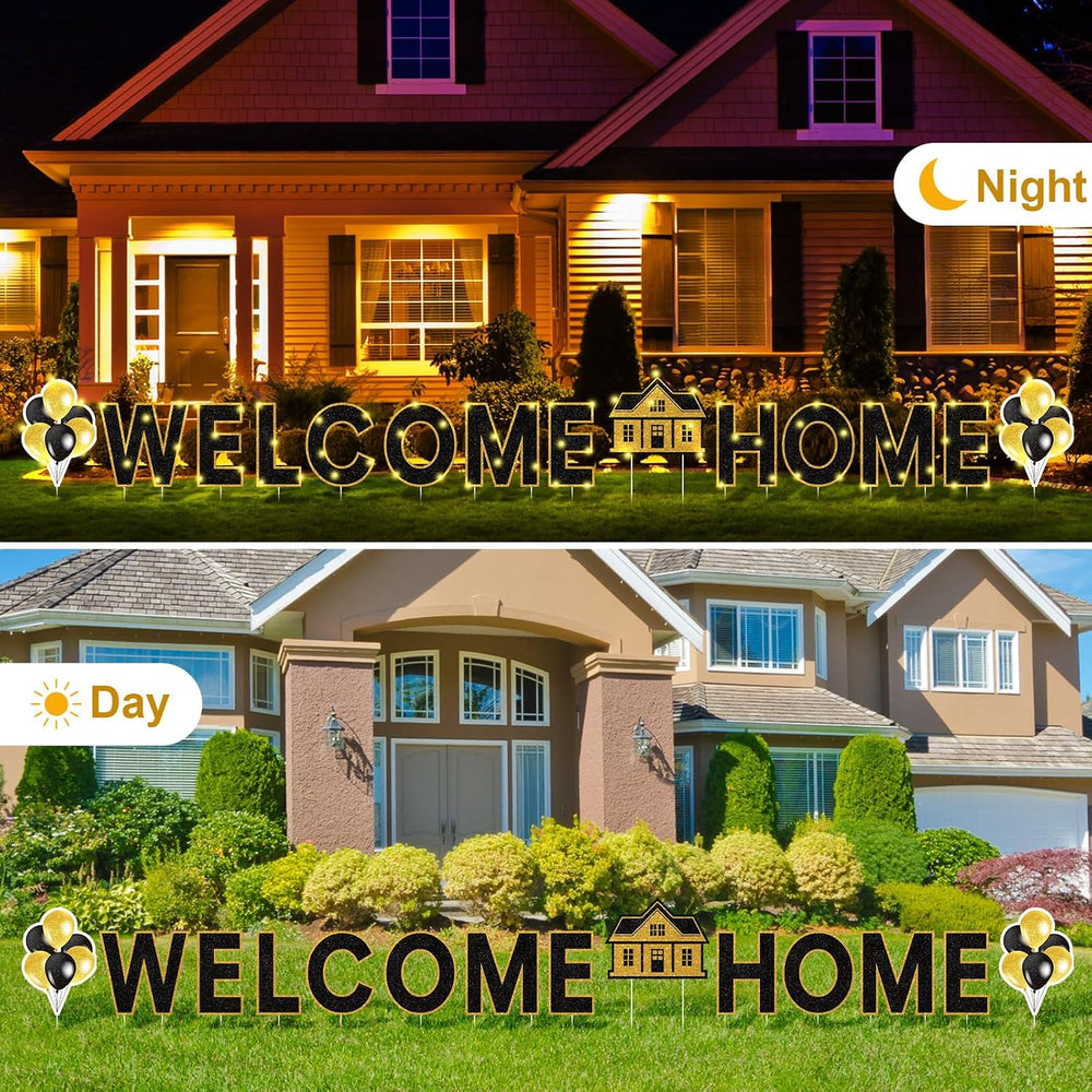 Yerliker 14 Pcs Welcome Home Yard Sign with Stakes LED Light 12.6" Welco...