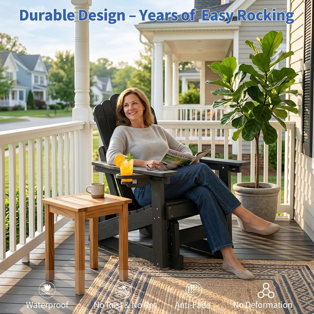 HDPE Adirondack Glider Chair,3-Position Adjustable Backrest Patio Glider