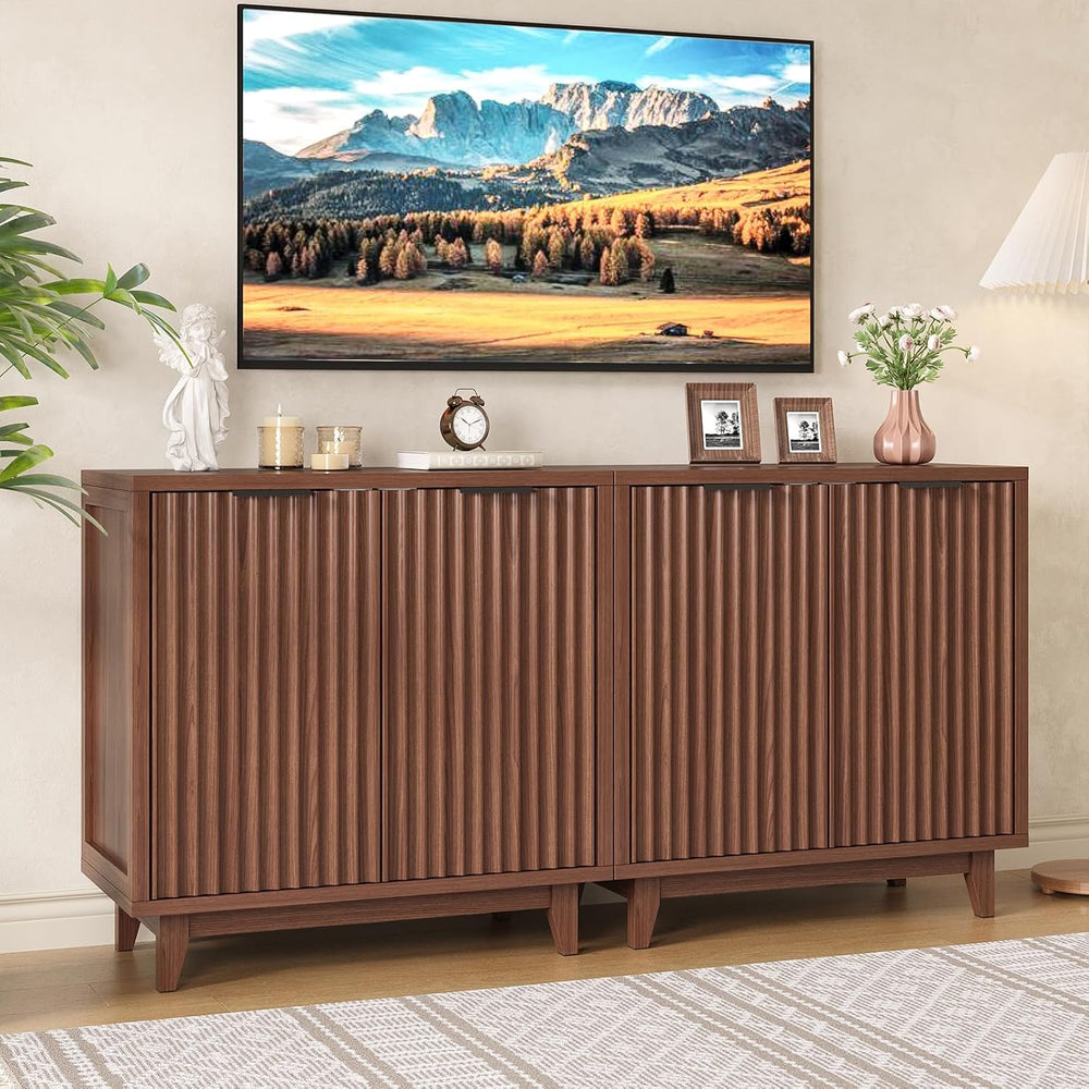 Befrases Buffet Cabinet with Storage Fluted Sideboard Accent Modern Credenza ...