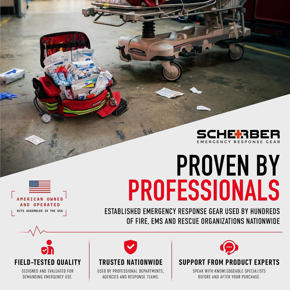 Scherber First Responder Fully-Stocked Professional Essentials EMT/EMS Trauma...