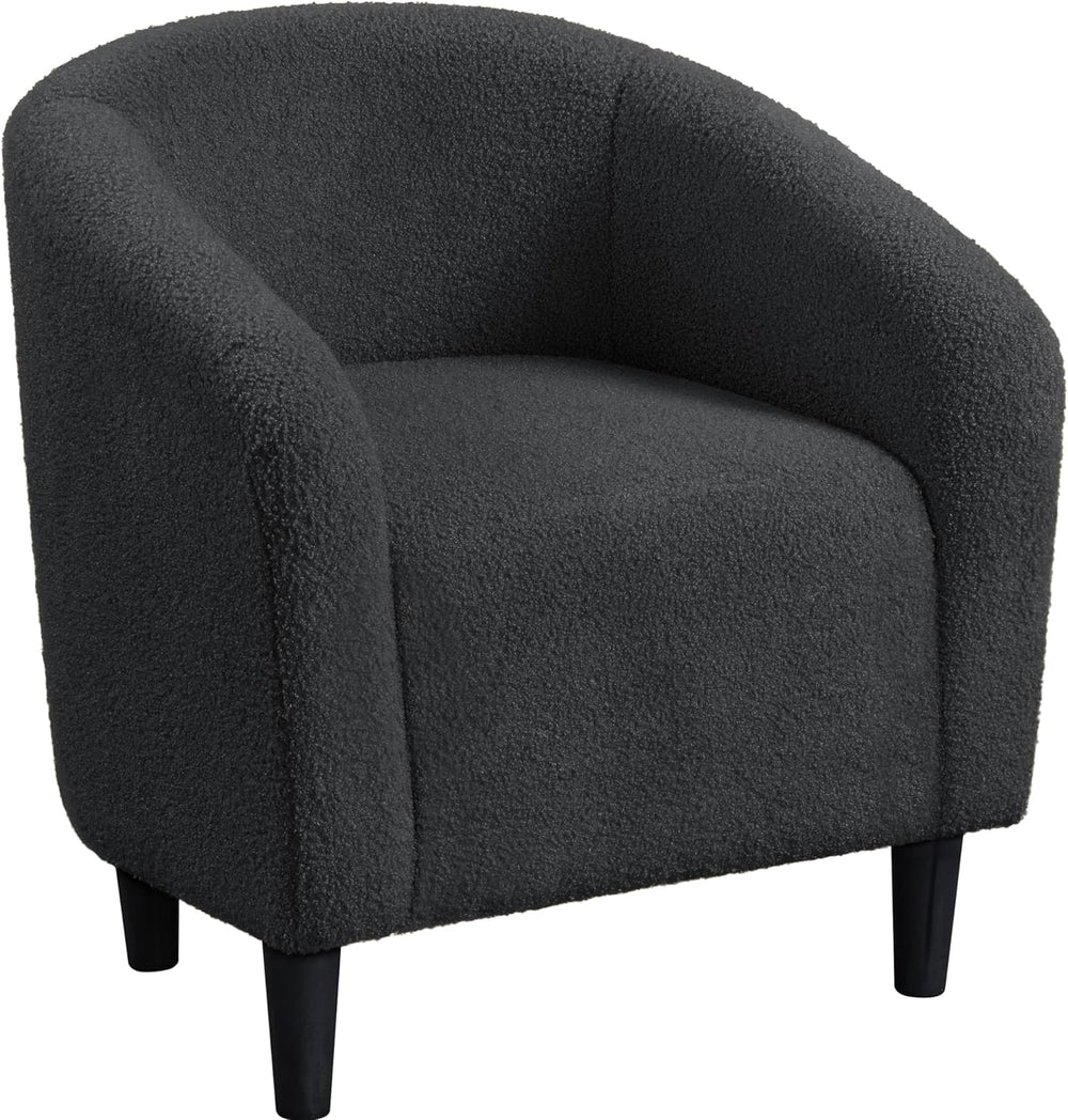 Yaheetech Small 25.5in Wide Sherpa Barrel Accent Chair Bedroom, Dark Gray