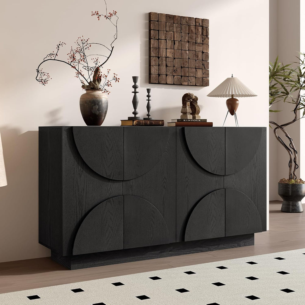LKTART 56" Modern Sideboard Buffet Storage Cabinet with Solid Wood Venee...