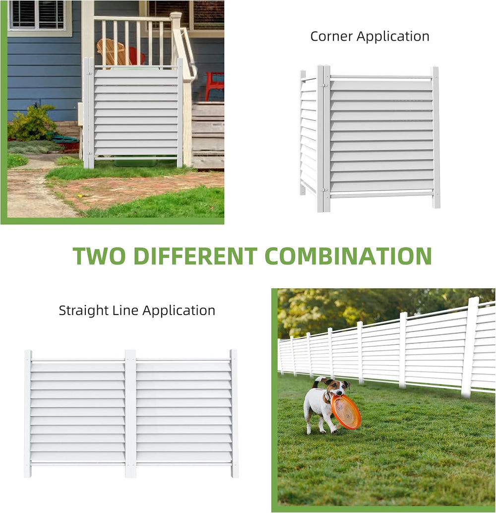 36" W X 45" H Reinforced White Vinyl Privacy Fence, Double Windproo...