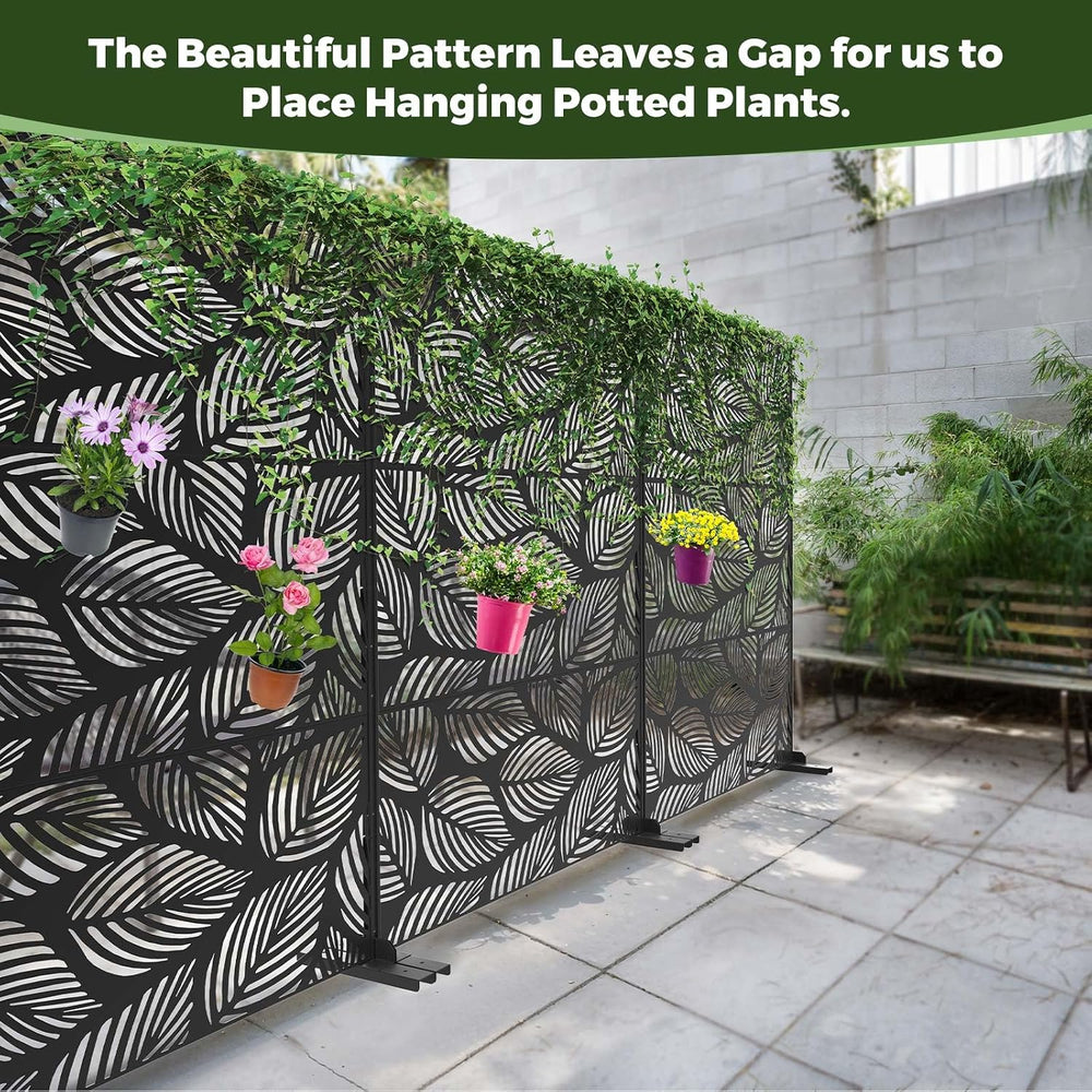 Kingsyard 72x47 Inch Metal Privacy Screen Outdoor Freestanding