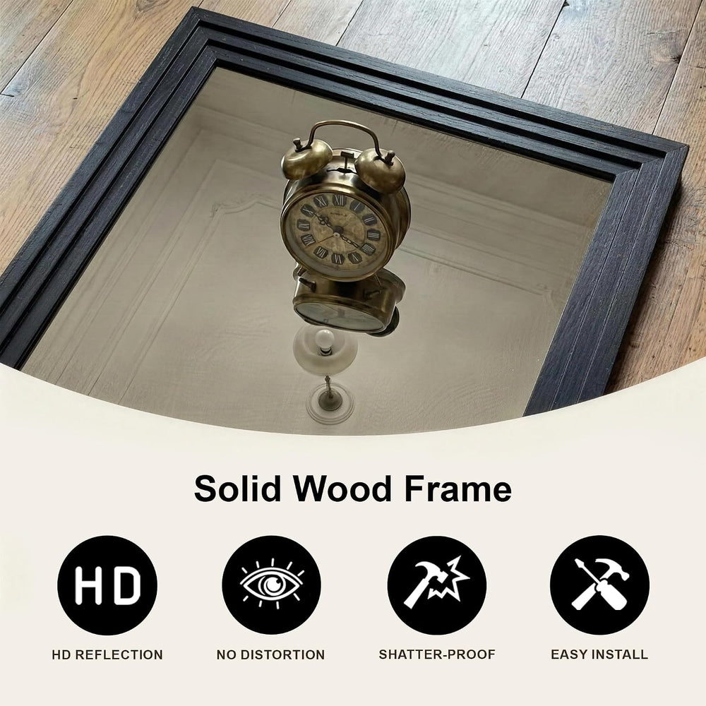 Farmhouse Rustic Wood Framed Bathroom Vanity Mirror for Wall, 20x30, Black