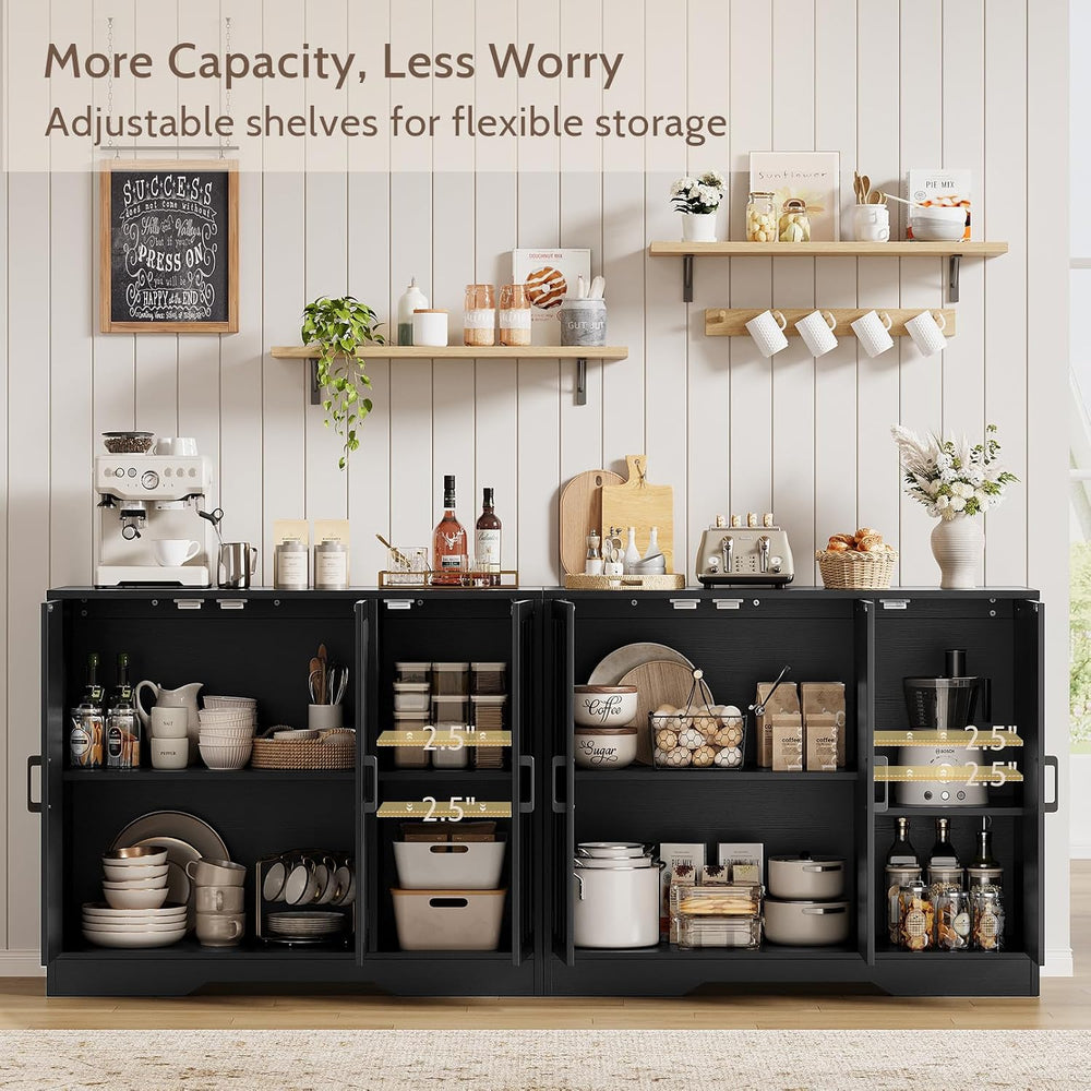 Modern Farmhouse Buffet Cabinet with Storage, 85" Large Sideboard Storag...