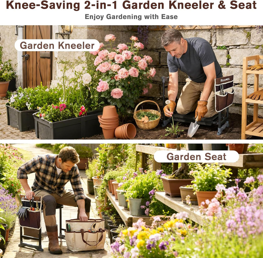 Garden Kneeler and Seat, Extra Wide Thick EVA Pad, Heavy Duty Foldable Garden...