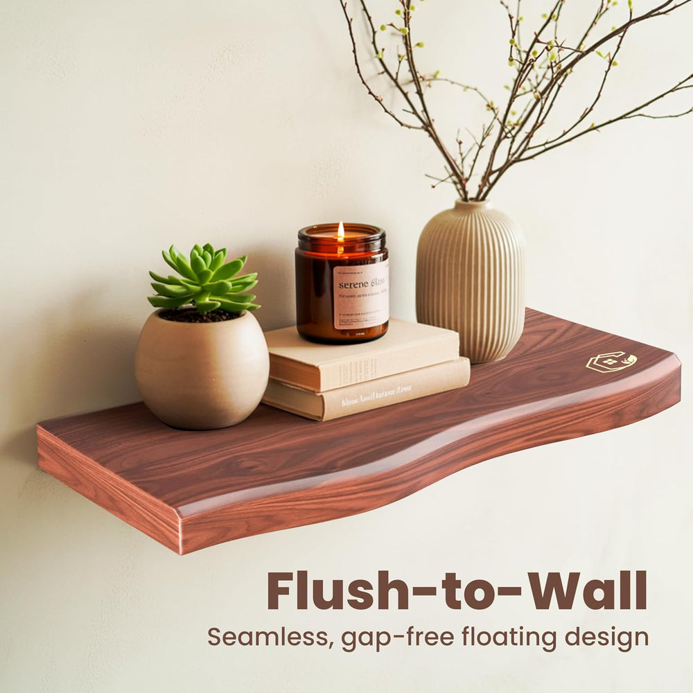 Live Edge Floating Wall Shelf – Solid Wood for Farmhouse, Modern, or Rustic H...