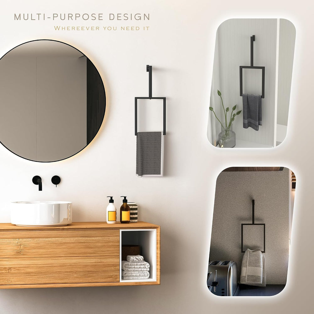 Unique Vertical Towel Rack Wall Mounted for Bathroom, Metal Square Towel Hold...