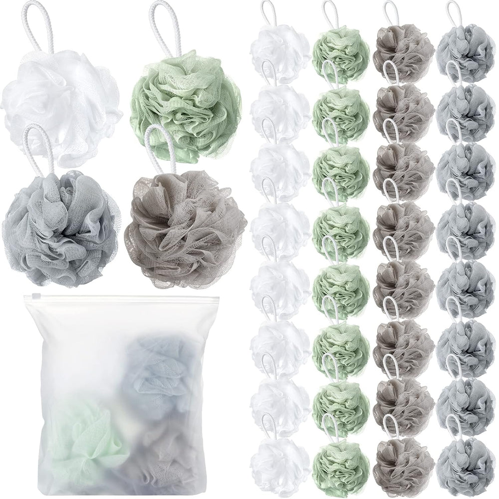 Shellwei 32 Pcs Bath Sponge Shower Loofahs Bulk 60 g Charcoal Large Mesh Puff...