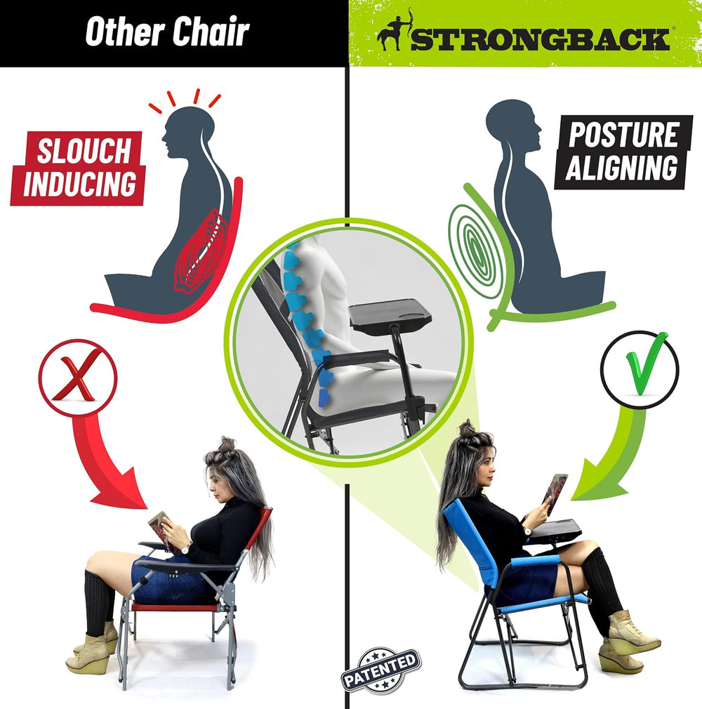 STRONGBACK Folding Patio Chair - Ergonomic Design for Back Pain Relief
