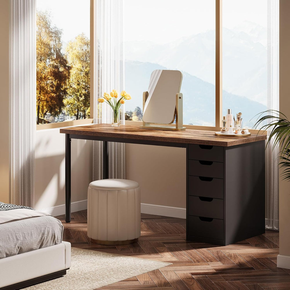 Tribesigns 47 Inch Computer Desk with 5 Drawers