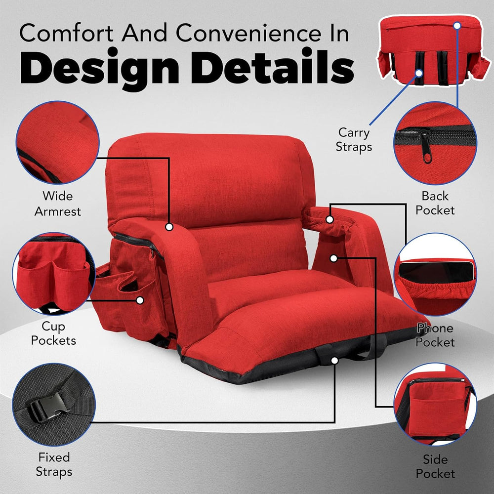 Wide Stadium Seats With Back Support 2 Pack, Exclusive "Sofa Style"...