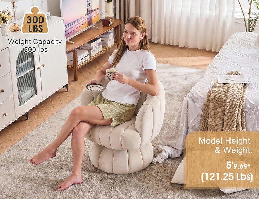 Mistpople Mid Century Modern 360 Degree Barrel Swivel Accent Sofa Chair,Fluff...