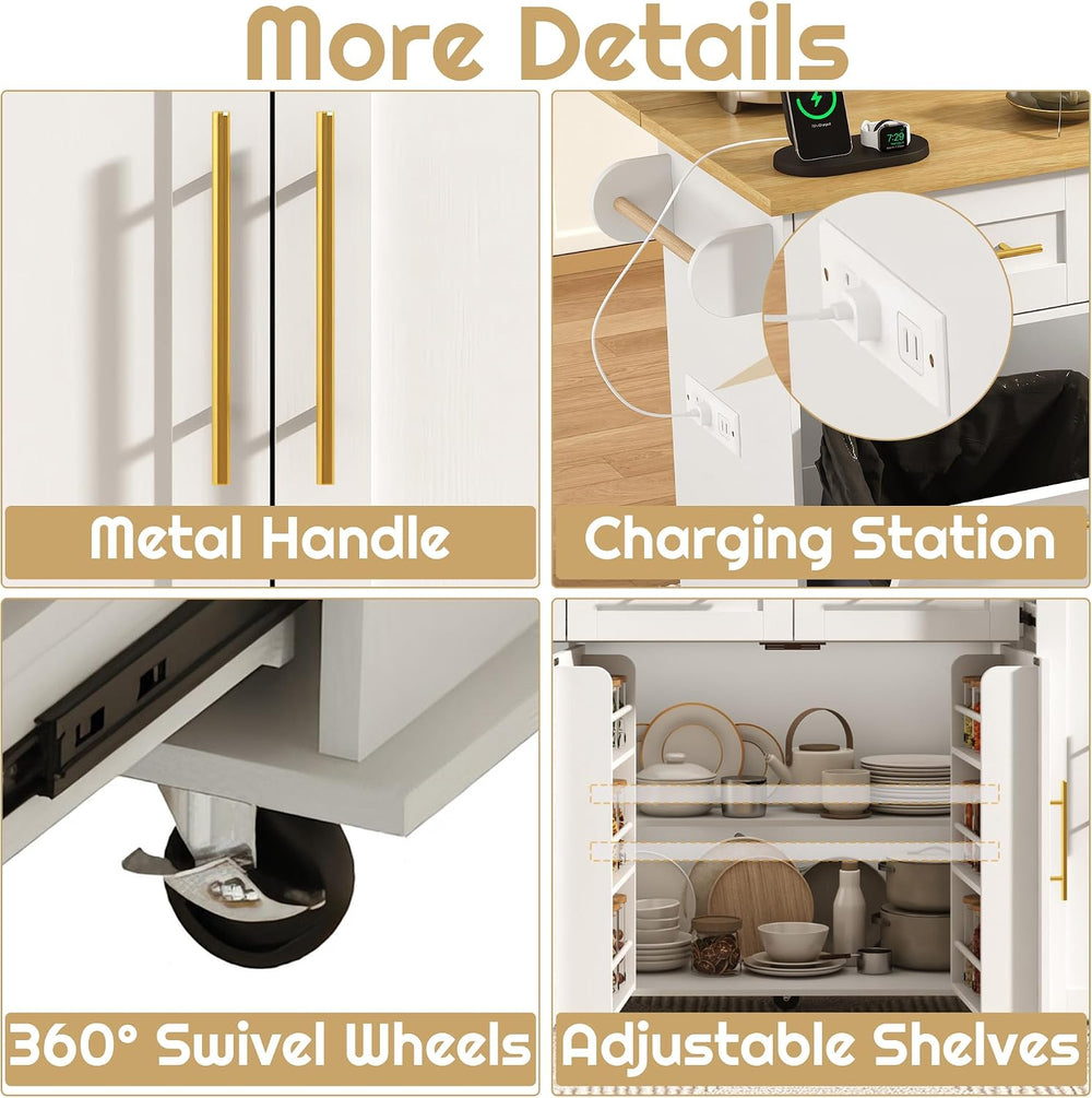 St.Mandyu 69" Large Kitchen Island on Wheels, Kitchen Rolling Island Car...