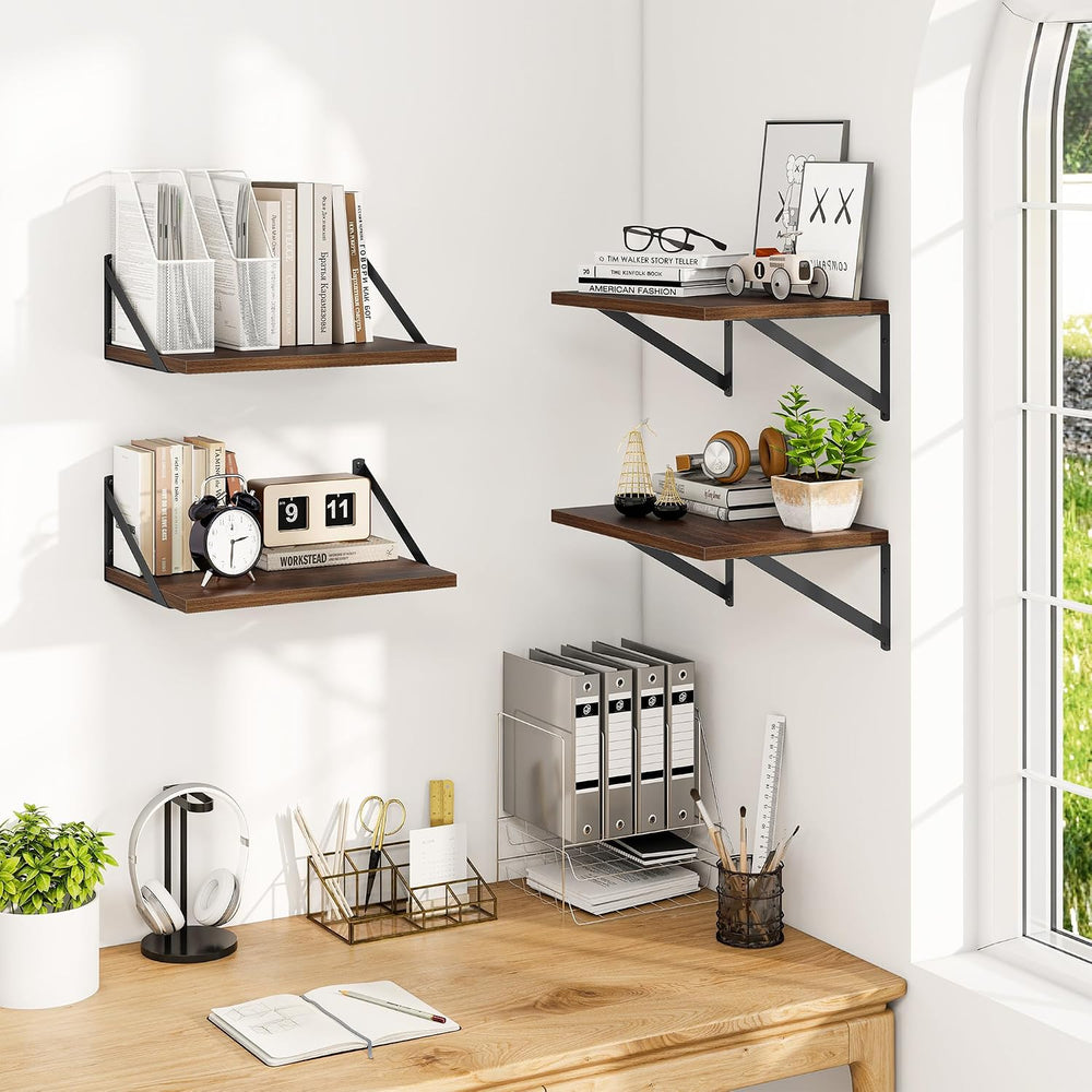Heimlove 16W x 12D Deep Floating Shelves Set of 4 Natural