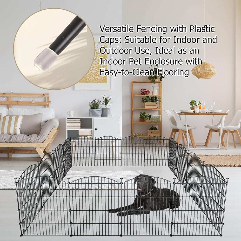 10‑Panel No‑Dig Metal Garden Fence 32"H x 23.6'L Dog Fence Outdoor f...