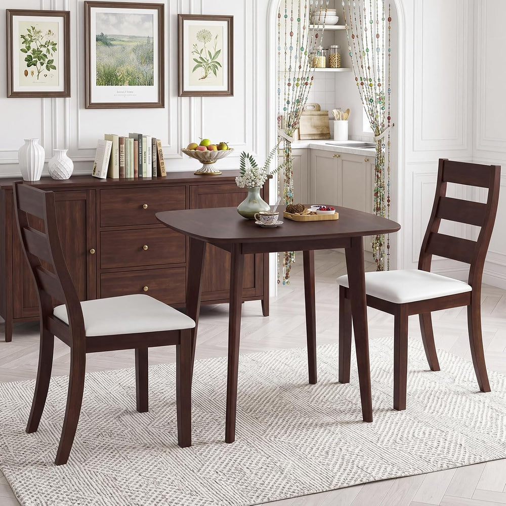 Tangkula Dining Square Table Set for 2, Kitchen Table & Chairs Set of 2