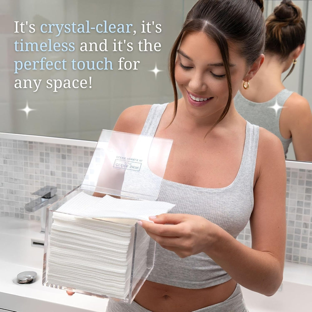 CLEAN SKIN CLUB Clear Acrylic Box for Clean Towels XL (NOT Included), Contain...