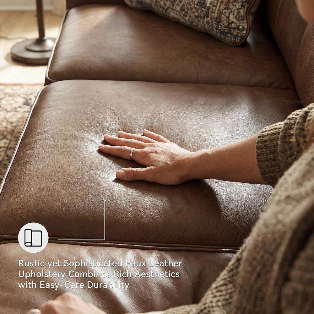 Signature Design by Ashley Faux Leather Sofa, Earth Brown, Chatterton