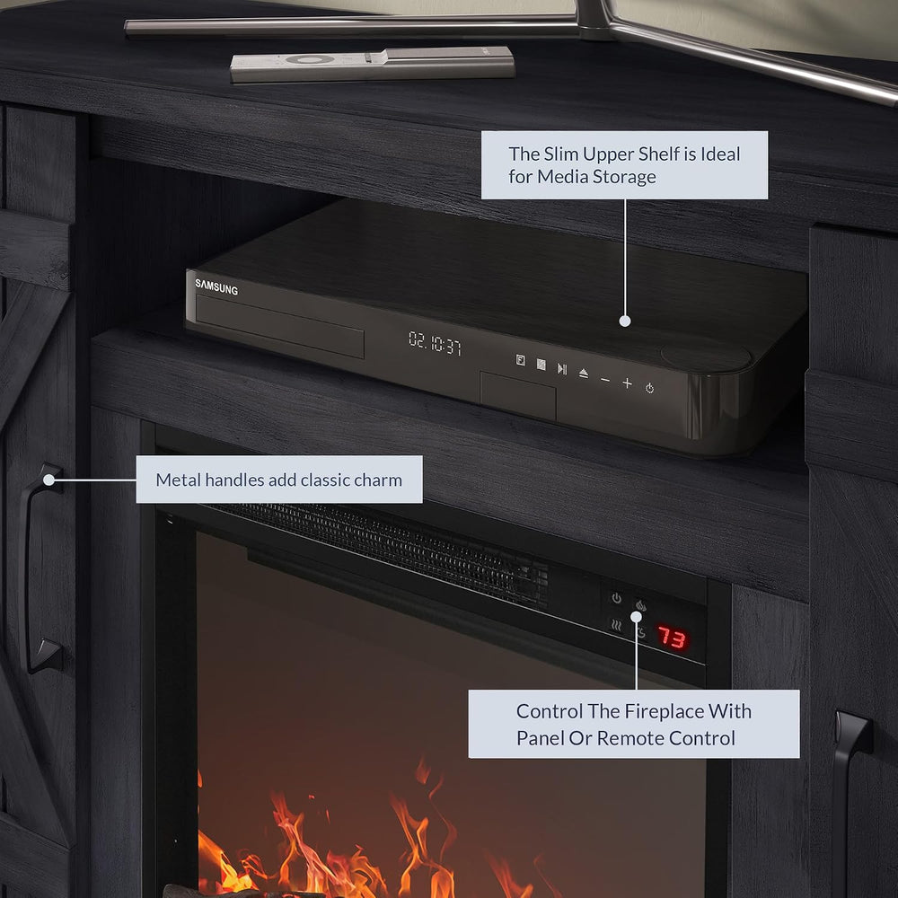 BELLEZE Veropeso 47" TV Stand with 18" Electric Fireplace - Rustic ...