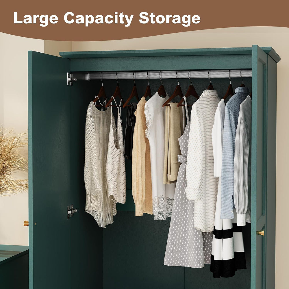 HLR 71" Wardrobe Closet Mid-Century Modern Style,Green