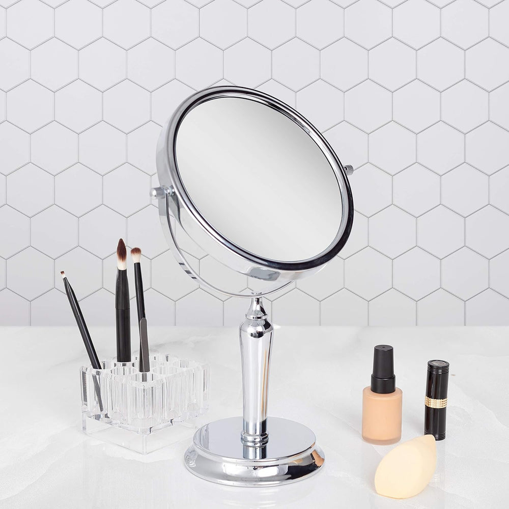 Zadro Anaheim 8.75” Round Non-Lighted Makeup Mirror 5X 1X Magnifying Makeup M...