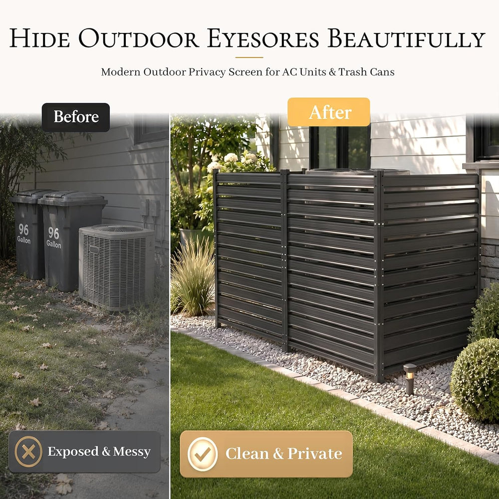 Air Conditioner Fence 3 Panels, 42" H x 9.5 FT W Metal Outdoor Privacy S...
