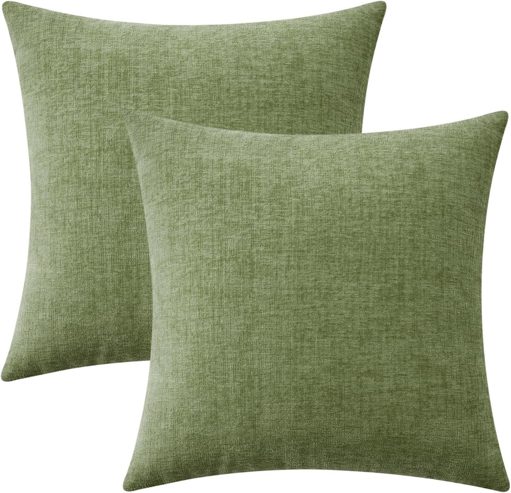 MIULEE Soft Chenille Euro Throw Pillow Covers Sage Green 26x26 Pack of 2
