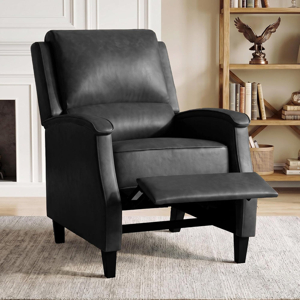 Recliner Chair, Faux Leather Push Back Recliner with Padded Seat, Mid Century...