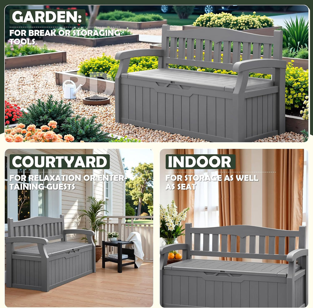 Flamaker 80 Gallon Storage Bench, Deck Box with Seat Waterproof All-Weather
