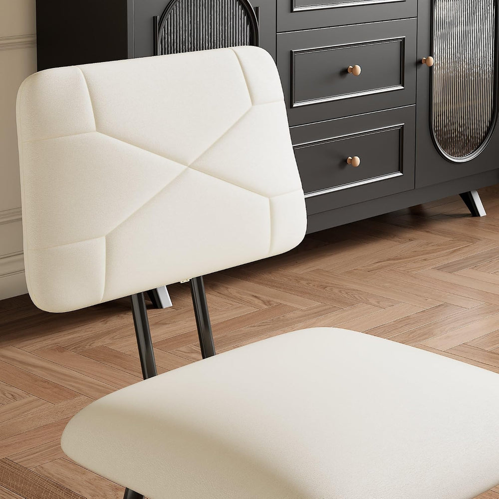 VECELO Stacking Dining Chairs Set of 4, Tufted Faux Leather, Beige