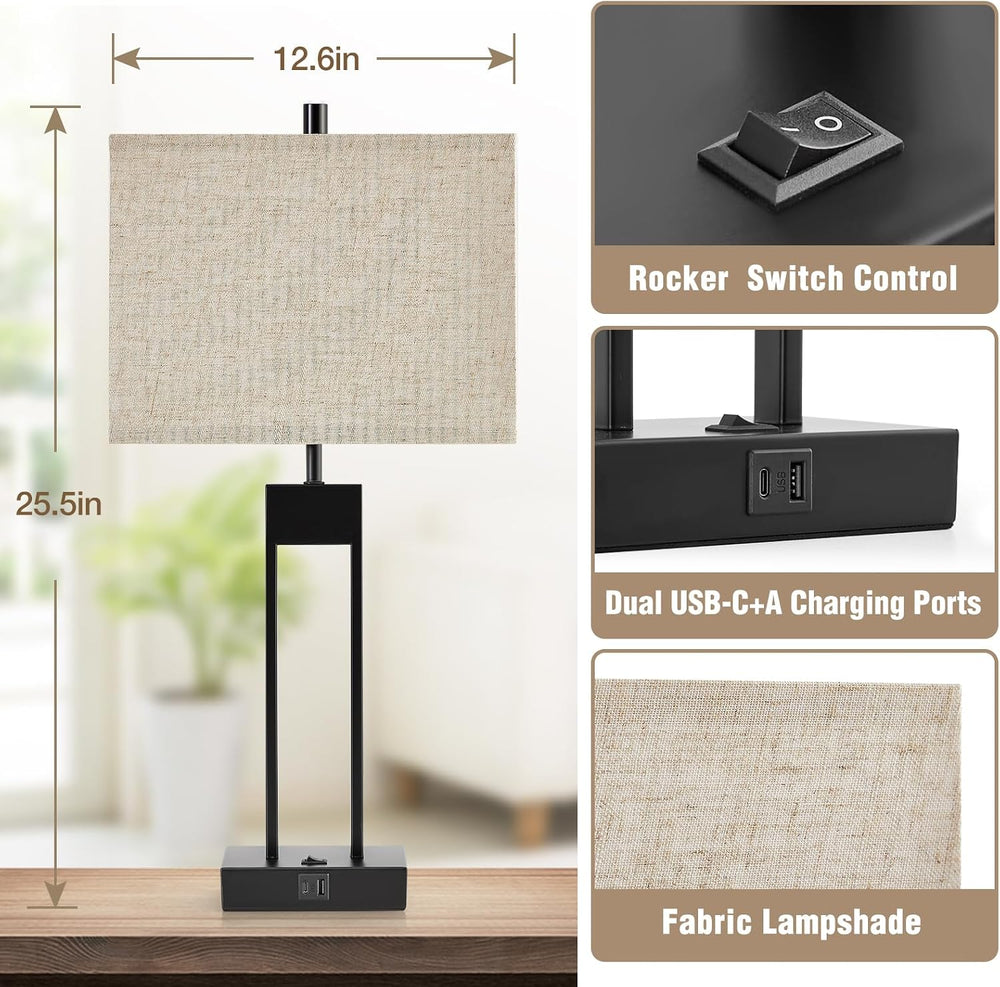 Extra Large 25.5" Nightstand Table Lamps for Bedrooms Set of 2, Bedside ...