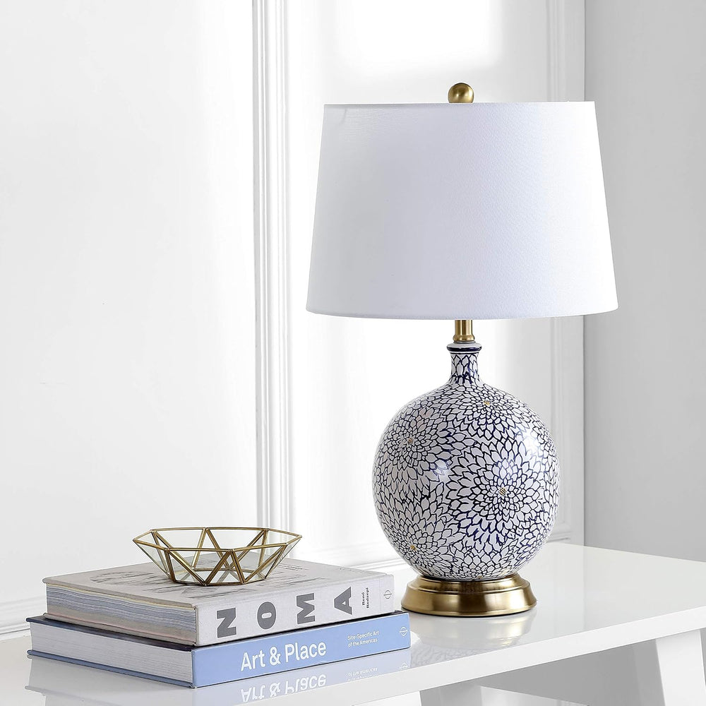 SAFAVIEH Lighting Orianna Table Lamp, 25″ Ceramic Blue/White TBL4104A