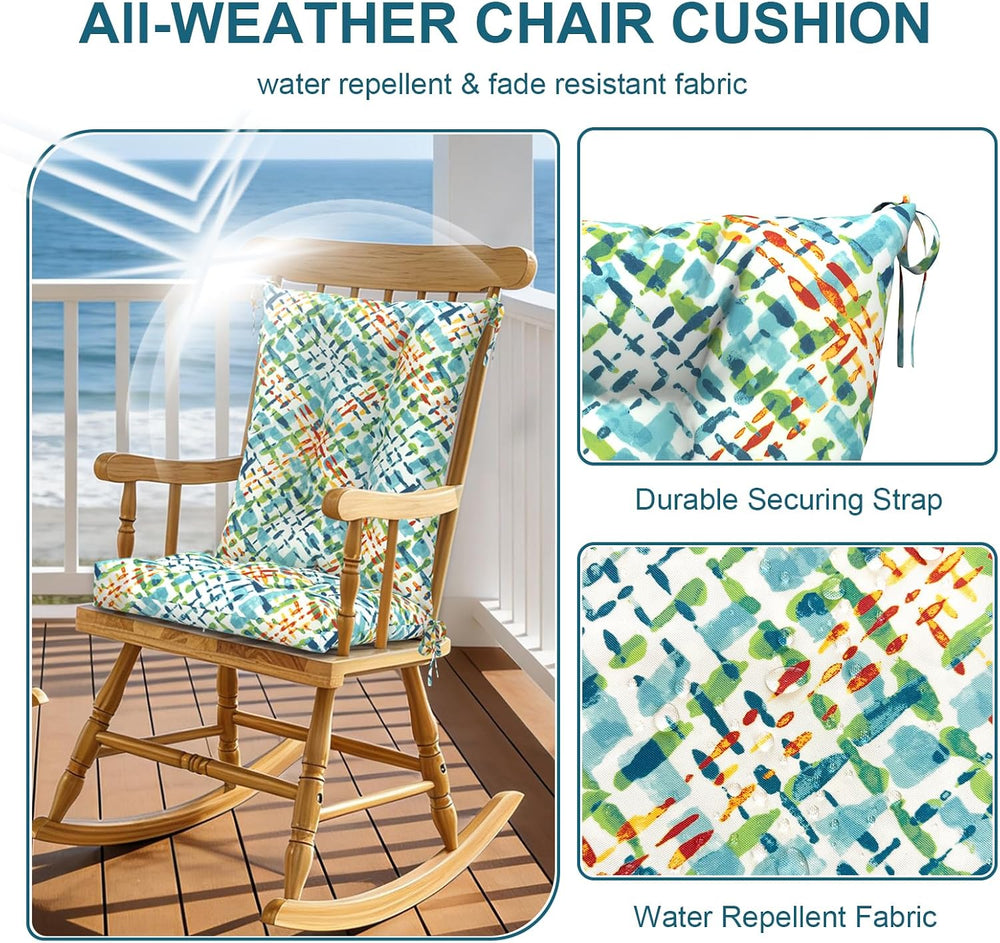 DYTXIII Set of 2 Rocking Chair Cushions for Outdoor/Indoor Use,Water Resistan...