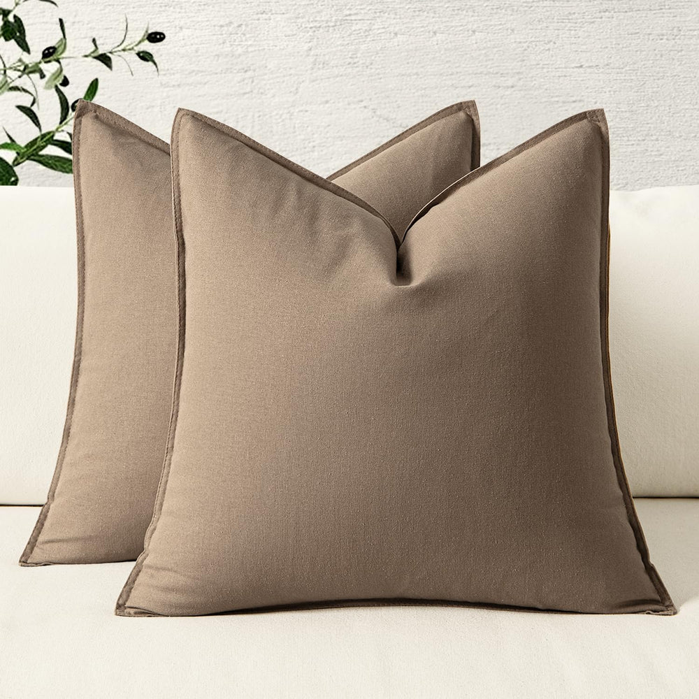 MIULEE Euro Shams Decorative Linen Pillow Covers 26x26 Inch Coco Brown