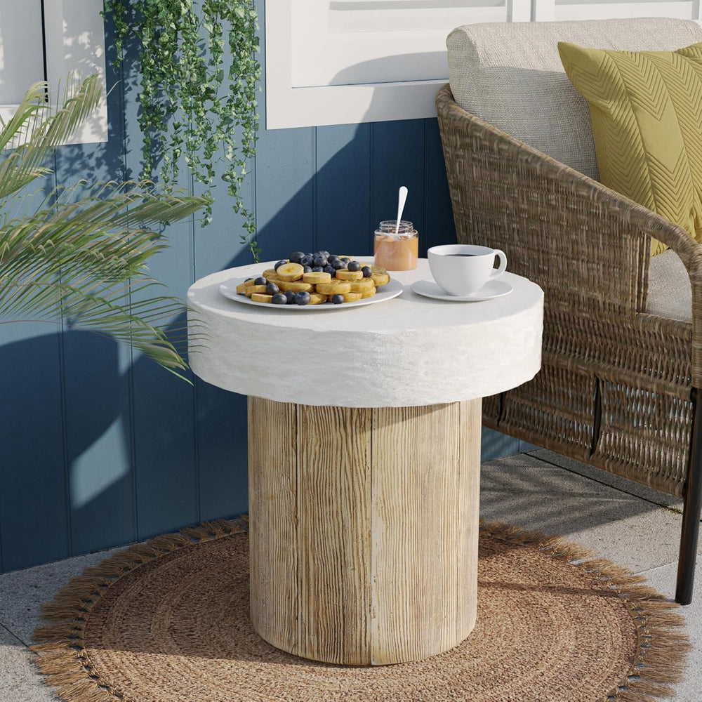 SUNBURY Outdoor Concrete Coffee Table, 20" W Patio Dining Table Round