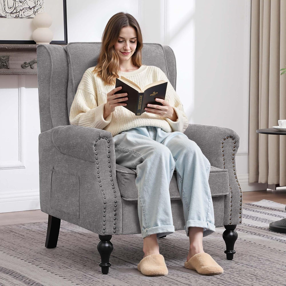 Modern Accent Chair Wingback Armchair Vintage High Back Upholstered Armchair ...