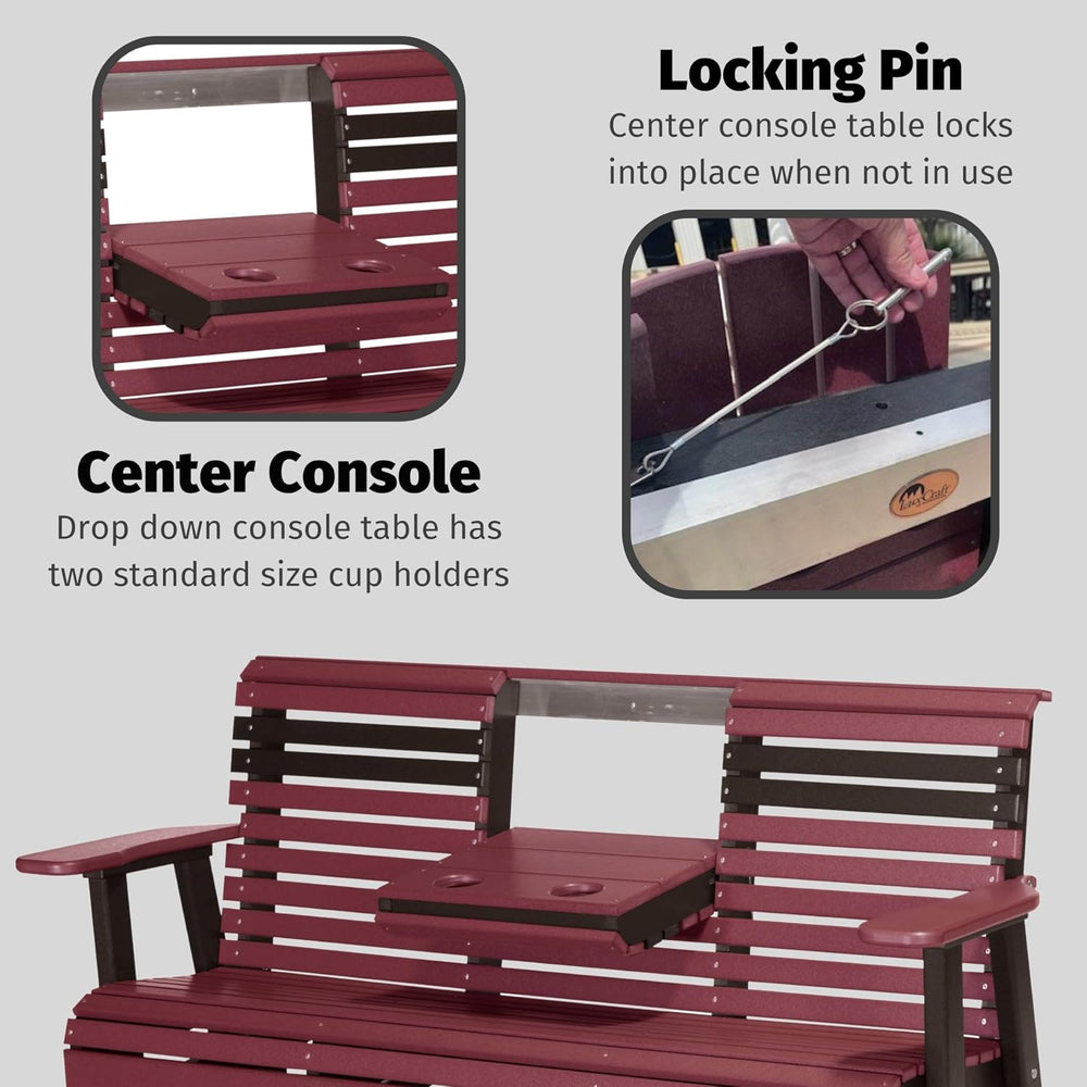 LuxCraft Plain Glider - 5' - Available in 14 Colors (Cedar on Black)