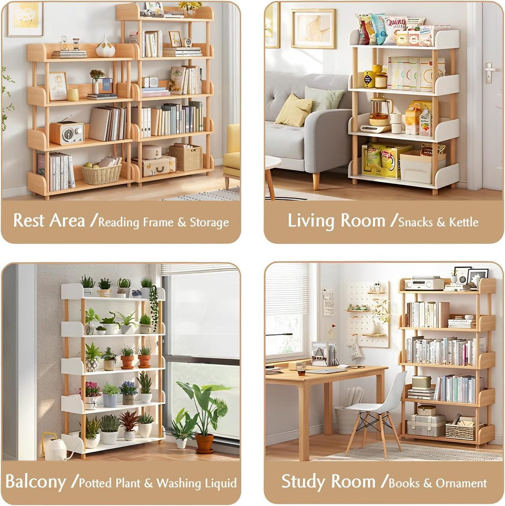 OSCHF 5-Tier Wooden Open Bookcase, Oak