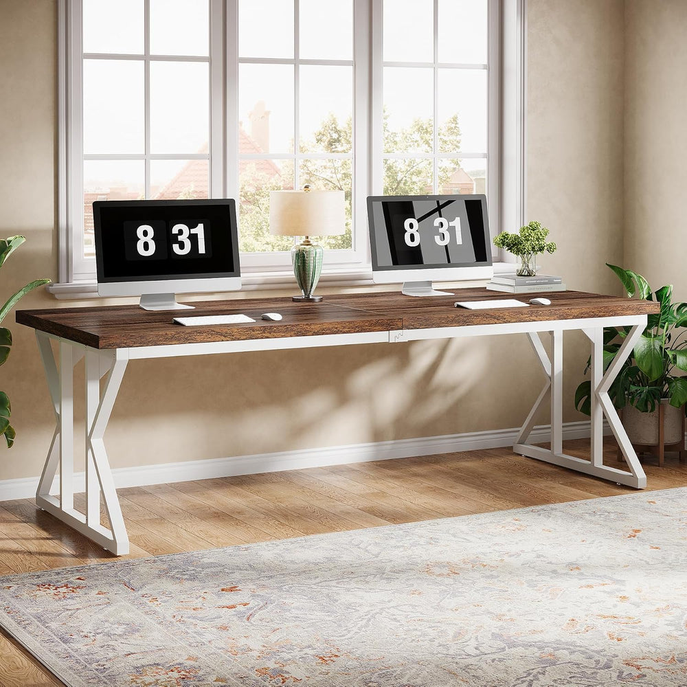 Tribesigns 78.74-Inch Large Executive Desk, Industrial Home Office Computer D...