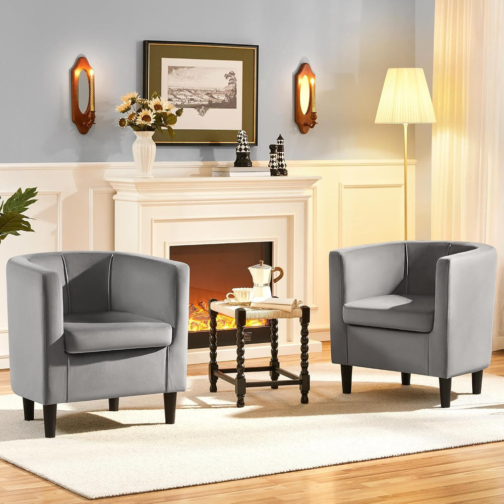 Yaheetech Barrel Accent Chairs Set of 2, Modern Armchairs, Gray