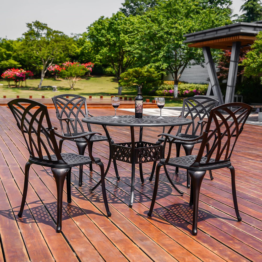 Outdoor Patio Chairs Set of 2, Cast Aluminum Biistro Dining Chairs Set of 2 w...