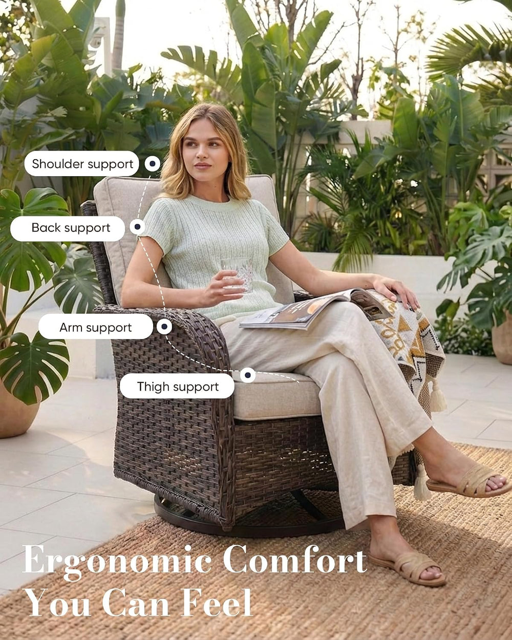 Belord Patio Wicker Chairs Swivel Rocker - Outdoor Swivel Rocking Chairs Set ...