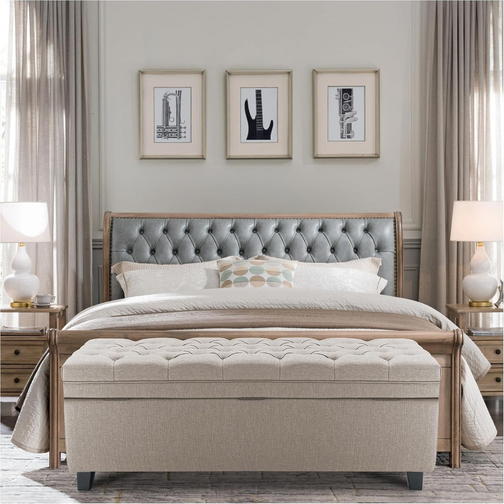 50" Storage Ottoman for Bedroom, End of Bed Bench,Beige