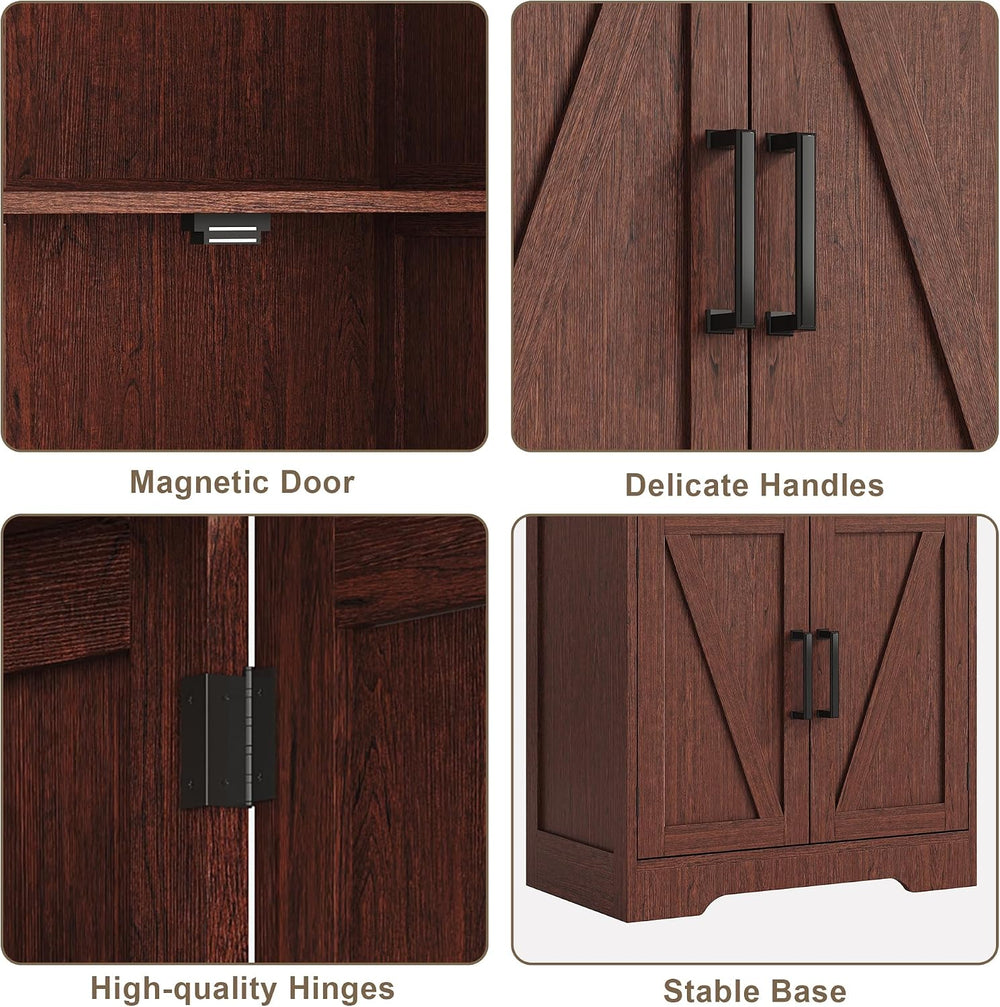 Treocho Farmhouse Bathroom Floor Cabinet with Adjustable Shelves